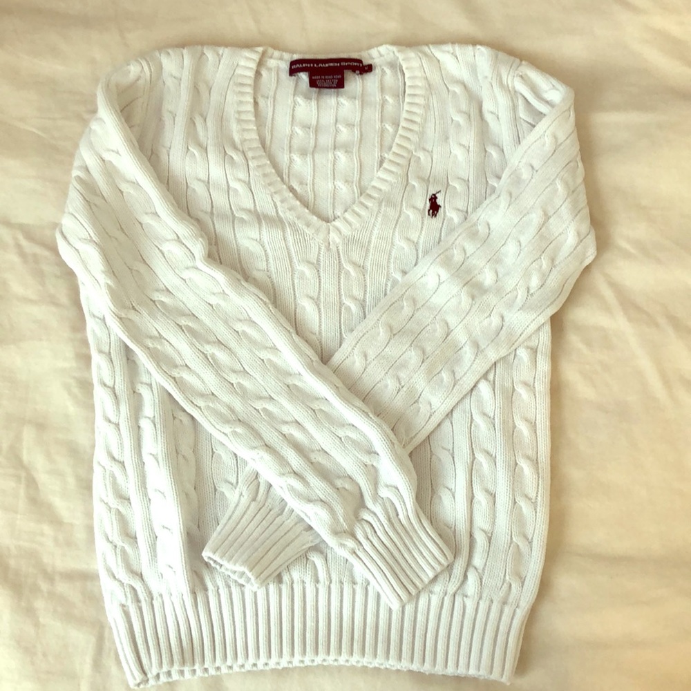 Ralph Lauren Cable Knit V-Neck Sweater